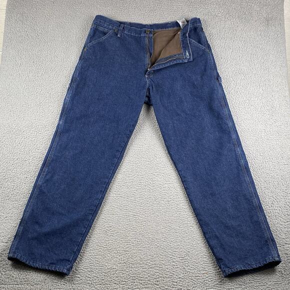 Wrangler Utility Fleece Lined Jeans Men’s 36x32 Medium Wash Workwear Rugged - Picture 1 of 12